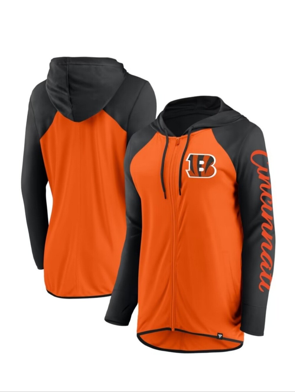 NWT Women's Orange/Black Cincinnati Bengals Script Full-Zip Hoodie, NFL, Large